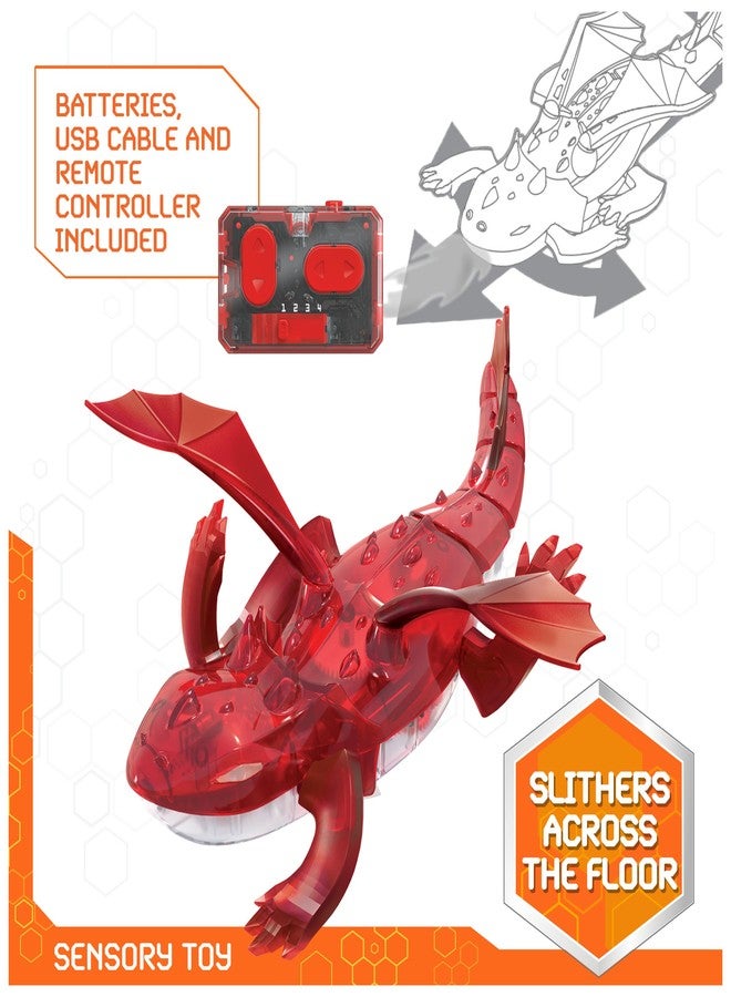روبوتات سداسية تنين هيكس بوتس الذي يعمل بجهاز تحكم عن بعد، لعبة تنين روبوت قابلة لإعادة الشحن للأطفال، لعبة تنين روبوت قابلة للتعديل للأولاد والبنات من سن 4 سنوات فما فوق، أحمر - Image 3