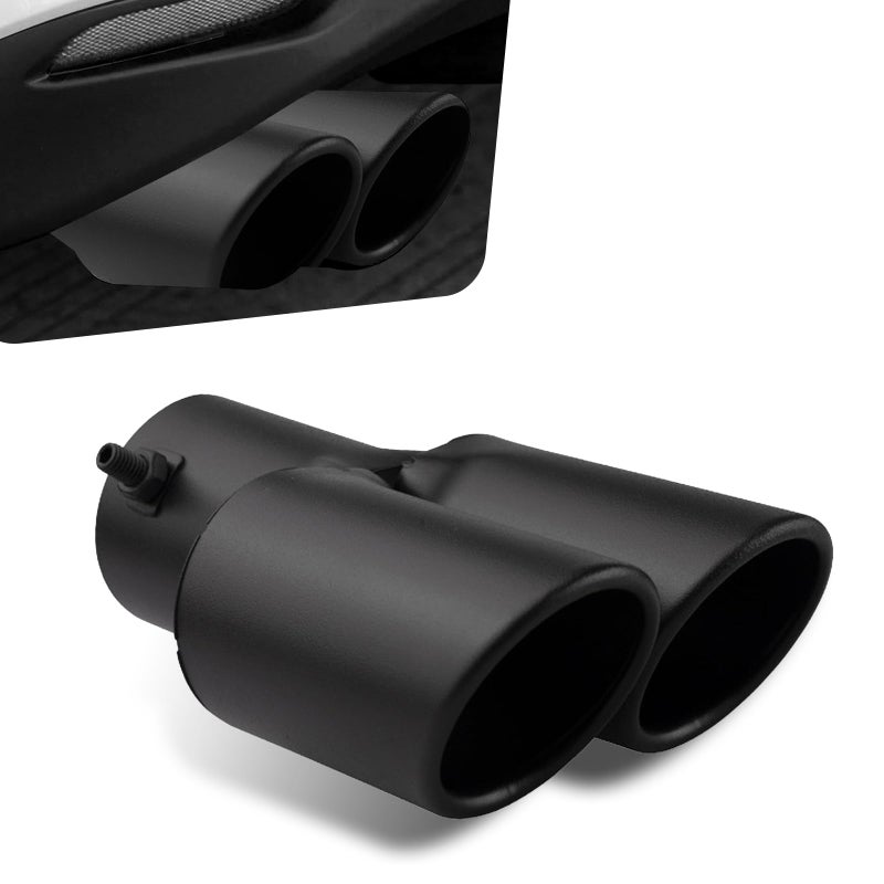 Hugwits Car Exhaust Tips, Stainless Steel Dual Outlet Straight Style Muffler Exhaust, 2.5" Dual Tail Pipe Muffler Tip, Universal for Most Cars (Matte Black) - Image 1