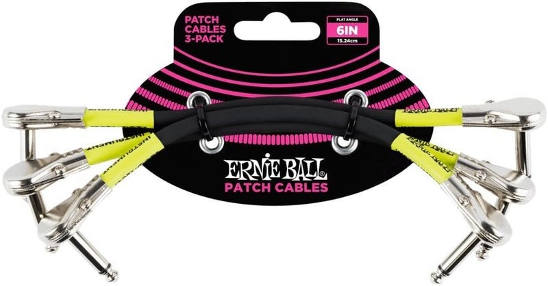 Ernie Ball كابل إيرني بول بزاوية مسطحة 6 بوصات - عبوة 3 قطع - Image 1