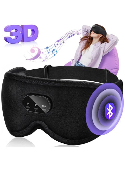 3D Sleep Eye Mask with Wireless Bluetooth 5.2  White Noise Light Blocking Headphones for Sleeping with Timer Suitable for Side Sleepers