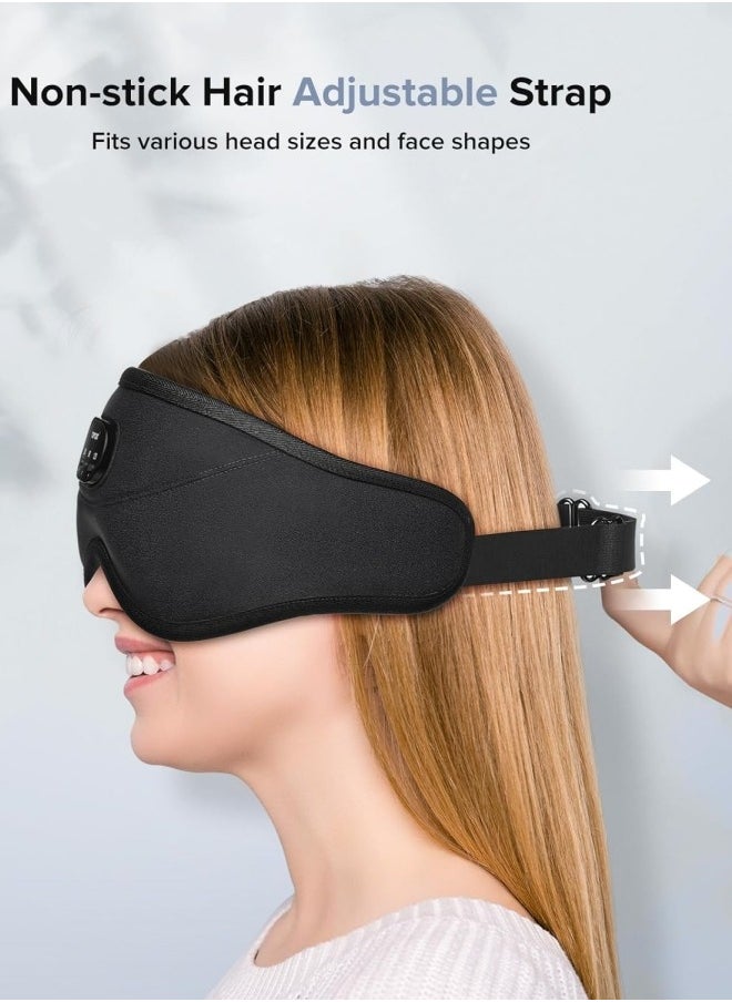 3D Sleep Eye Mask with Wireless Bluetooth 5.2  White Noise Light Blocking Headphones for Sleeping with Timer Suitable for Side Sleepers