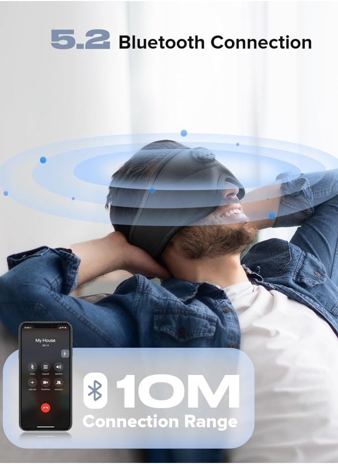 3D Sleep Eye Mask with Wireless Bluetooth 5.2  White Noise Light Blocking Headphones for Sleeping with Timer Suitable for Side Sleepers