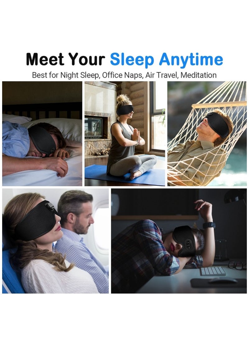 3D Sleep Eye Mask with Wireless Bluetooth 5.2  White Noise Light Blocking Headphones for Sleeping with Timer Suitable for Side Sleepers