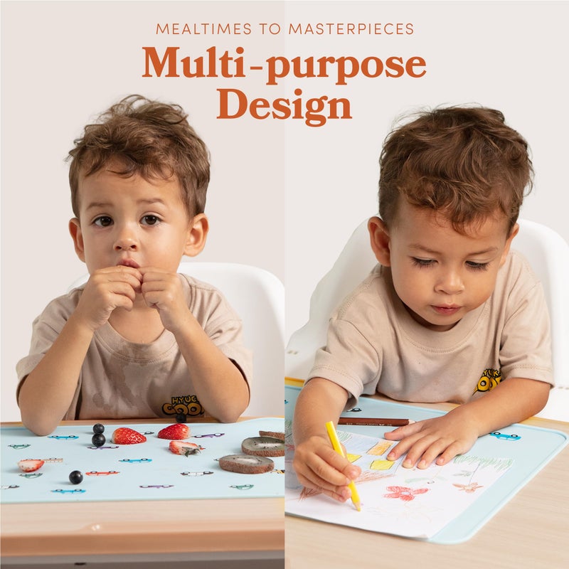 Fire Rooster Kids Silicone Placemats for Dining Table - Non-Slip Grip, Ridged Edges, Car Design - Image 5