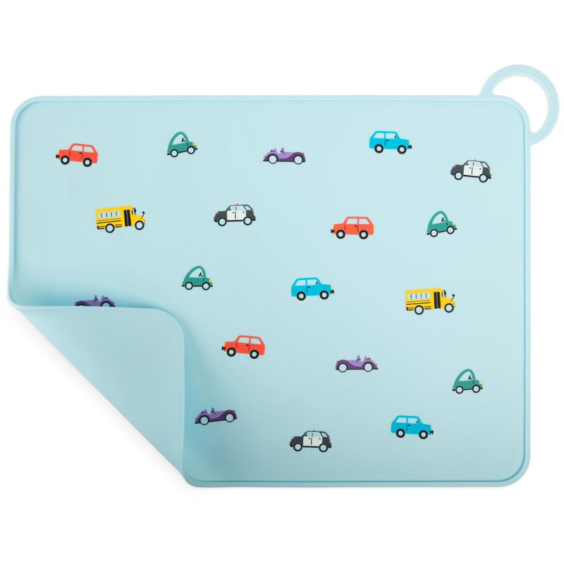 Fire Rooster Kids Silicone Placemats for Dining Table - Non-Slip Grip, Ridged Edges, Car Design - Image 1