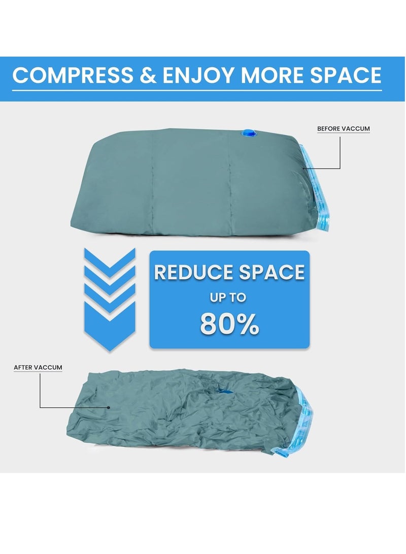 Meetion Vacuum Storage Bags | 6 Pack (1Jumbo+2Large+2Medium+1Pump) | Blue Plastic Rectangular Storage Bags with Leak-proof Valve for Bedding, Clothes, Pillows, Blankets, Travel & Home Organization - Image 5