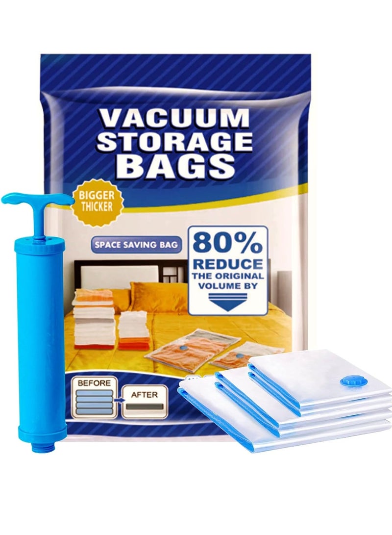 Meetion Vacuum Storage Bags | 6 Pack (1Jumbo+2Large+2Medium+1Pump) | Blue Plastic Rectangular Storage Bags with Leak-proof Valve for Bedding, Clothes, Pillows, Blankets, Travel & Home Organization - Image 1