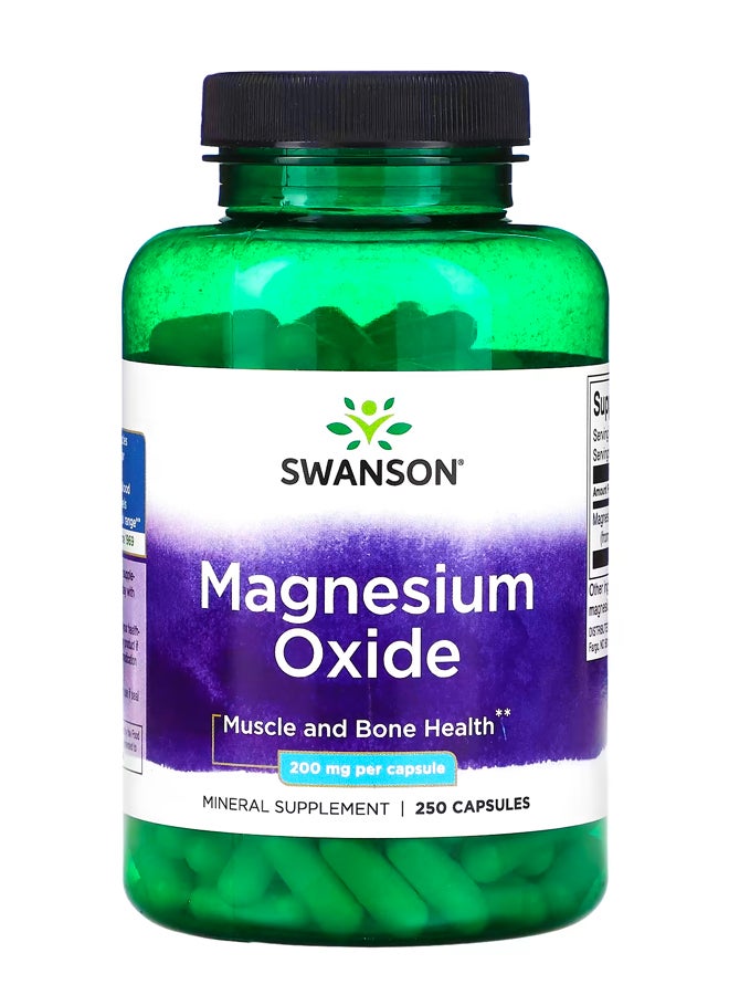 SWANSON Magnesium Oxide 400 mg 250 Capsules (200 mg per Capsule)