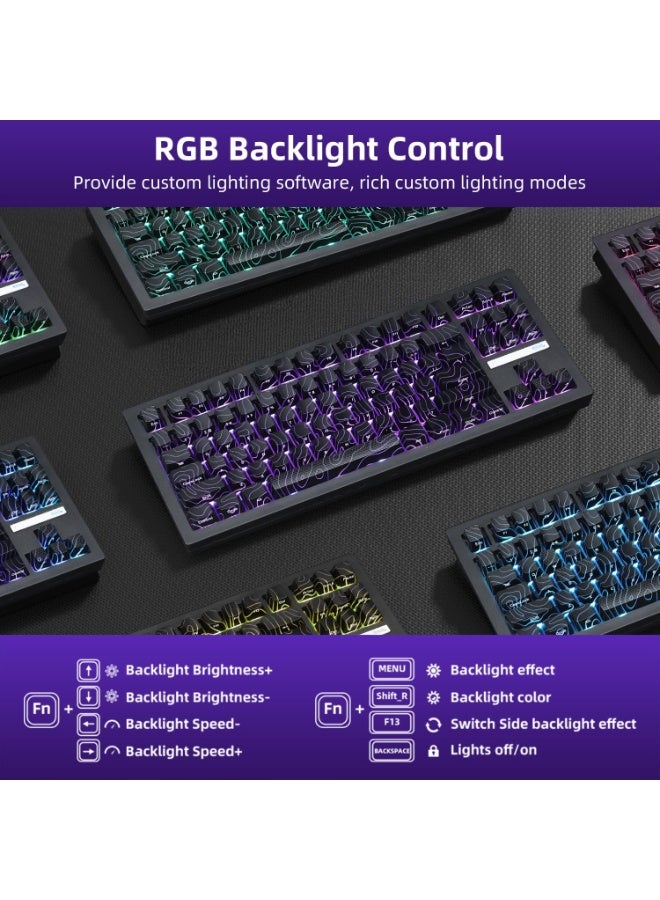 ZORNHER ZH870 Wireless Gaming Mechanical Keyboard,80% Black Custom Creamy Sound Keyboard with Lighted Up Black Topographic Keycaps,Creamy Sounding Linear Switches,Hot-Swappable,RGB Backlit - Image 5