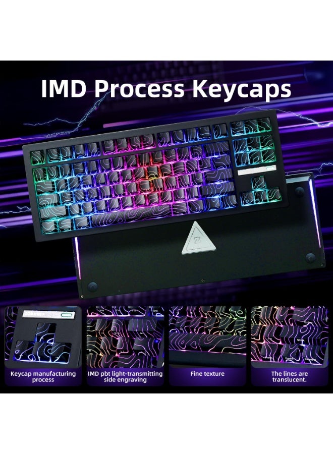 ZORNHER ZH870 Wireless Gaming Mechanical Keyboard,80% Black Custom Creamy Sound Keyboard with Lighted Up Black Topographic Keycaps,Creamy Sounding Linear Switches,Hot-Swappable,RGB Backlit - Image 3