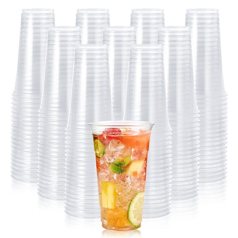 Lilymicky Lilymicky 600 Pack 24 oz Clear Plastic Cups PET Disposable Drinking Cups Crystal Clear Perfect for Ice Coffee Smoothie Soda or Any Cold Drinks 
