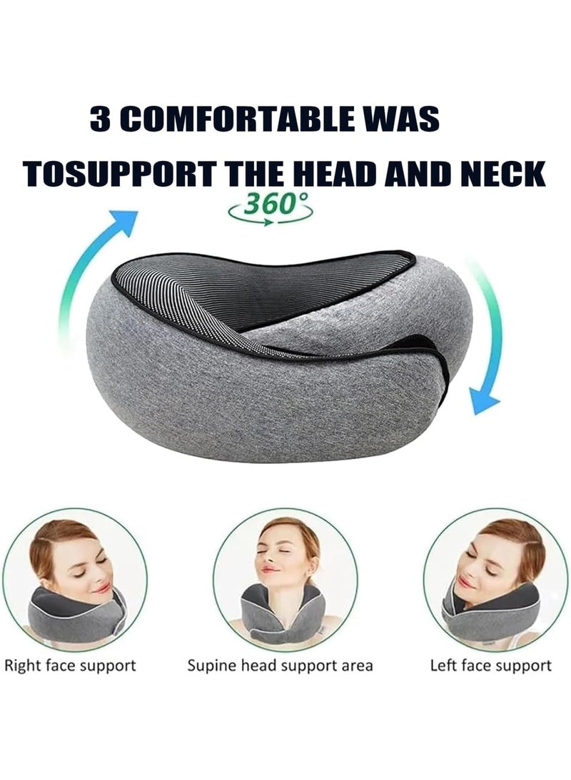 Zikra Travel Pillow, Memory Foam Travel Pillow, Memory Foam Travel Neck Pillow for Airplanes, Travel Neck Pillow, Foam Travel Pillow(Grey) - Image 2