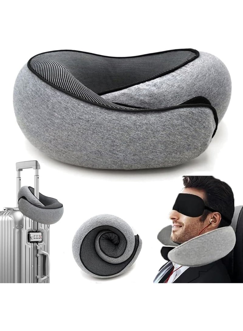 Zikra Travel Pillow, Memory Foam Travel Pillow, Memory Foam Travel Neck Pillow for Airplanes, Travel Neck Pillow, Foam Travel Pillow(Grey) - Image 1