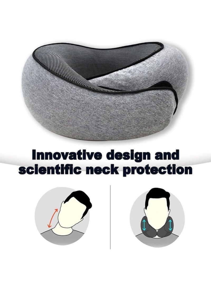 Zikra Travel Pillow, Memory Foam Travel Pillow, Memory Foam Travel Neck Pillow for Airplanes, Travel Neck Pillow, Foam Travel Pillow(Grey) - Image 3