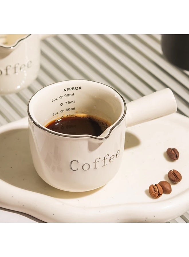 Vintage Cream Ceramic Espresso Measuring Cup 1PCS - "Coffee" Printed with Handle, 200-800ml Scale, Reusable High-Quality Coffee Tool for Home Brewing (Hand Wash Only) - Image 5