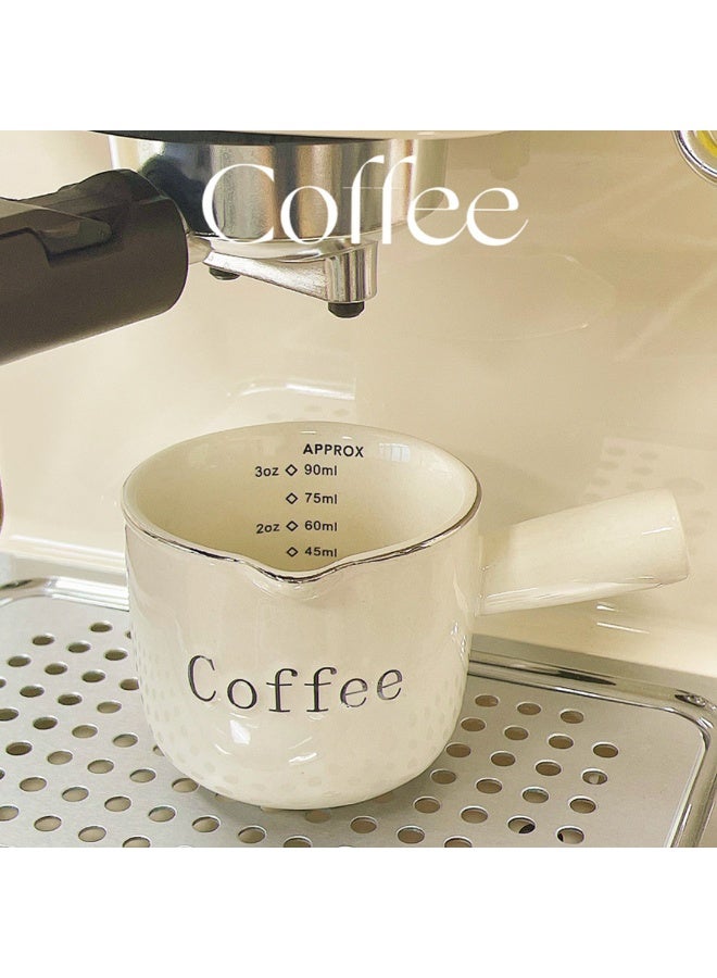 Vintage Cream Ceramic Espresso Measuring Cup 1PCS - "Coffee" Printed with Handle, 200-800ml Scale, Reusable High-Quality Coffee Tool for Home Brewing (Hand Wash Only) - Image 4