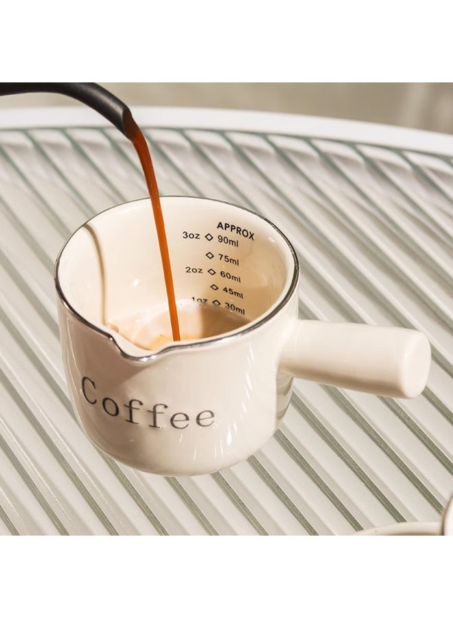 Vintage Cream Ceramic Espresso Measuring Cup 1PCS - "Coffee" Printed with Handle, 200-800ml Scale, Reusable High-Quality Coffee Tool for Home Brewing (Hand Wash Only) - Image 2