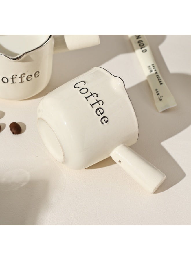 Vintage Cream Ceramic Espresso Measuring Cup 1PCS - "Coffee" Printed with Handle, 200-800ml Scale, Reusable High-Quality Coffee Tool for Home Brewing (Hand Wash Only) - Image 3