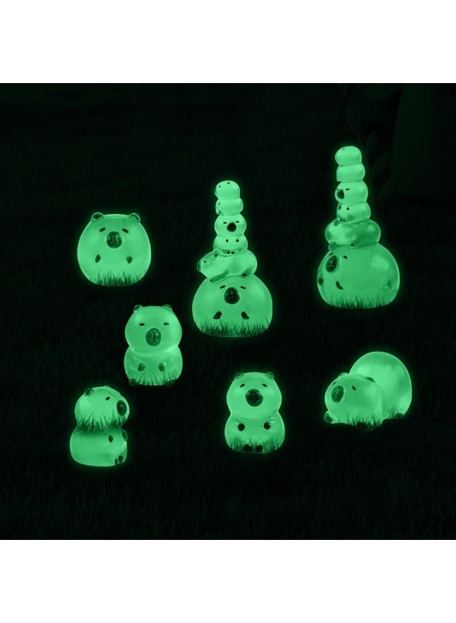سيوسي Mini Resin Animals Capybara, Capybara Miniature Figures, Luminous Resin Animals, Tiny Cute Decor for Dollhouse, Fairy Garden, Aquarium, Party, Birthday, DIY Landscape, Night Light Display,10-Piece - Image 4