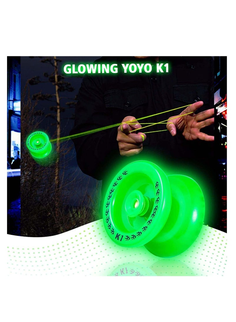 Captaintech K1 Glow in The Dark Yoyo Ball, Professional Responsive Yoyo for Kids Adults Beginners Intermediate Yoyos Green - Image 3