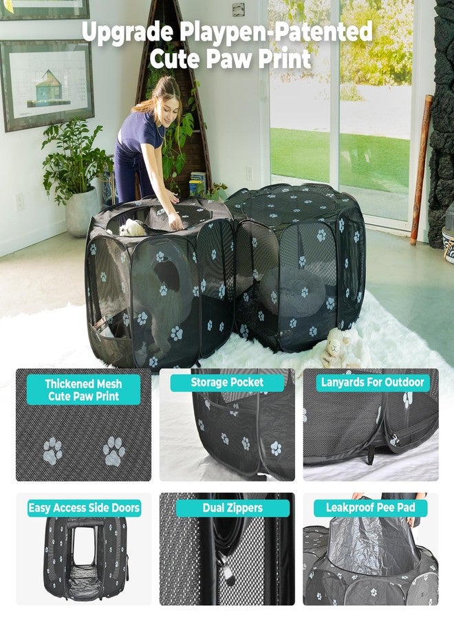 EighteenTek 2-in-1 Cat Playpen, Pop Up Dog Pet Playpen for Indoor Outdoor Cats Enclosed, Portable Pet Playpen, Kitten Puppy Foldable Play Pen Cat Dog Tent Crate Cage Kennel(No Divider, Unified Space) - Image 4