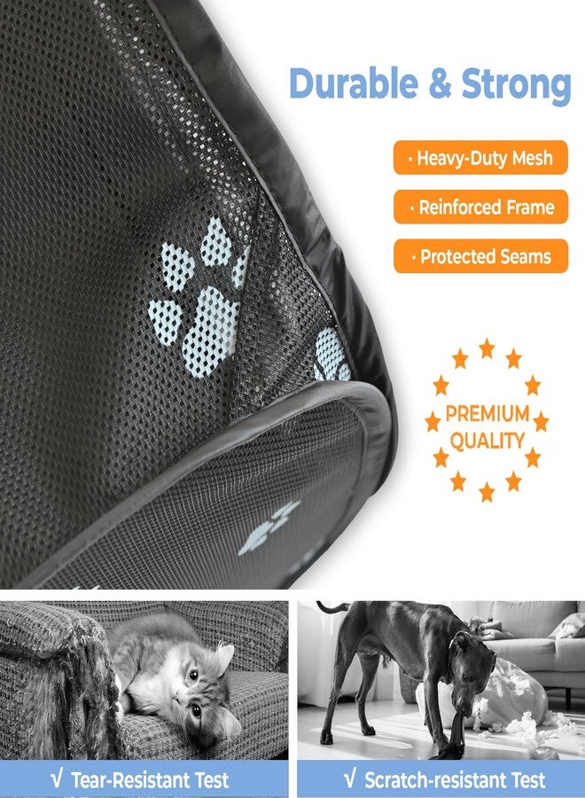 EighteenTek 2-in-1 Cat Playpen, Pop Up Dog Pet Playpen for Indoor Outdoor Cats Enclosed, Portable Pet Playpen, Kitten Puppy Foldable Play Pen Cat Dog Tent Crate Cage Kennel(No Divider, Unified Space) - Image 2