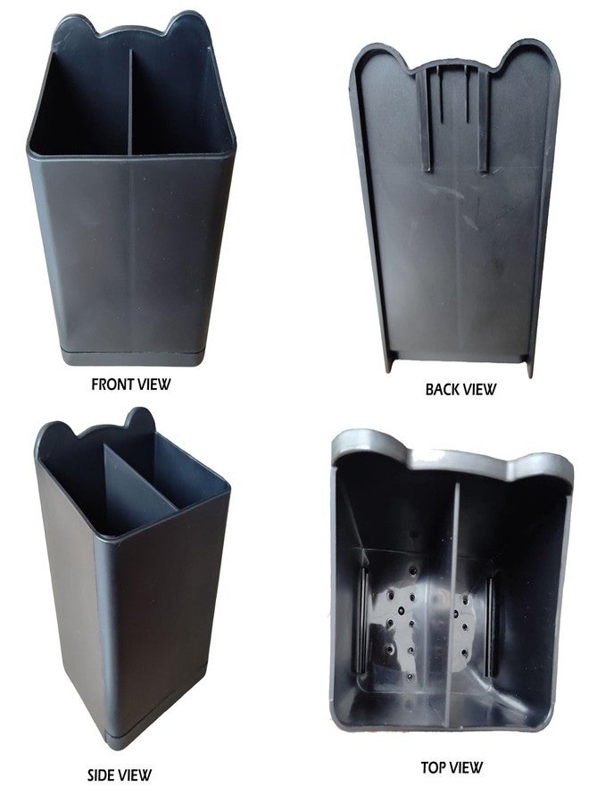GLODD kitchen cutlery organizer stand Utensil Holder Wall-Mounted Plastic, No-Drill Cutlery Organizer, Metallic Black,15 cm x 8.5 cm x 10.2 cm - Image 4