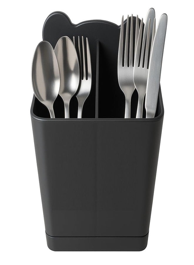 GLODD kitchen cutlery organizer stand Utensil Holder Wall-Mounted Plastic, No-Drill Cutlery Organizer, Metallic Black,15 cm x 8.5 cm x 10.2 cm - Image 1