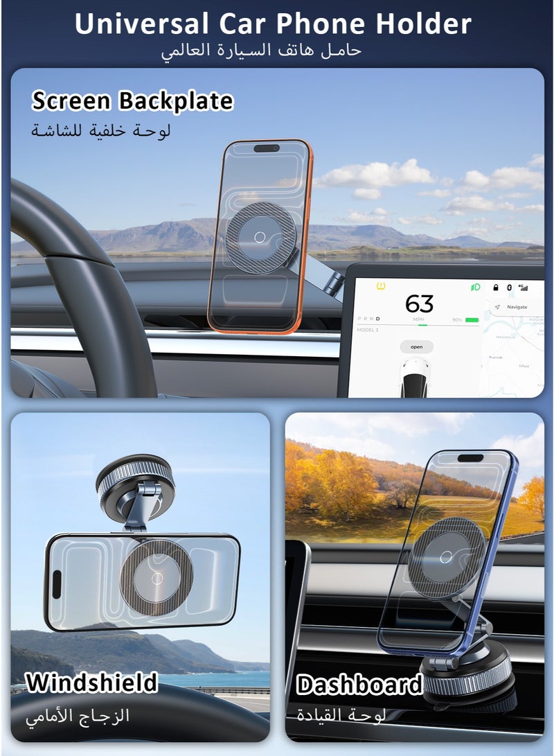 XXZU Multi-angle Folding Phone Holder, Vacuum Suction Base Car Phone Holder for iPhone and Android, 360° Rotatable Mobile Stand for Car, Display Screen, Desk, Mirror and Other Smooth Surfaces - Image 3