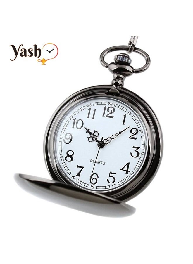 ياش ساعة جيب كوارتز بتصميم كلاسيكي باللون الأسود من ياش  - Image 1