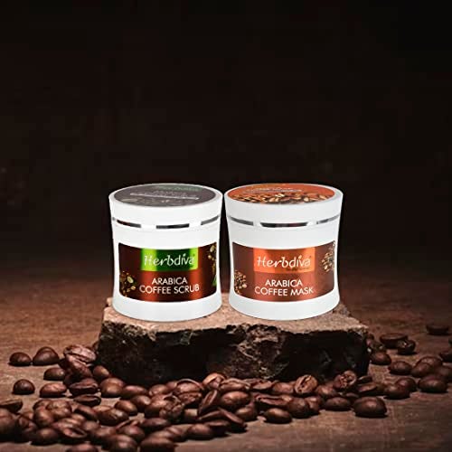 Herbdiva Arabica Coffee Scrub & Coffee Mask, 250ml Each | Enriched With Coconut Oil & Shea Butter, Skin Rejuvenation and Cell Repair Pack Of 2 - Image 1