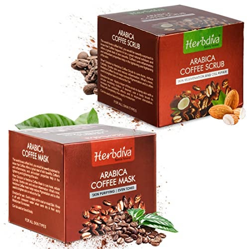Herbdiva Arabica Coffee Scrub & Coffee Mask, 250ml Each | Enriched With Coconut Oil & Shea Butter, Skin Rejuvenation and Cell Repair Pack Of 2 - Image 2