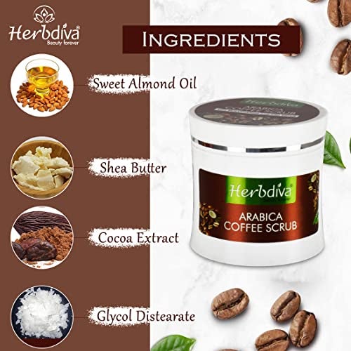 Herbdiva Arabica Coffee Scrub & Coffee Mask, 250ml Each | Enriched With Coconut Oil & Shea Butter, Skin Rejuvenation and Cell Repair Pack Of 2 - Image 4