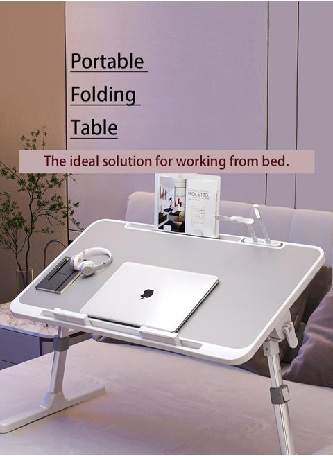 Laptop Desk for Bed, Adjustable Laptop Bed Tray Table, Portable Lap Desks with Foldable Legs, Book Slots and Laptop Stand for Sofa Couch Floor