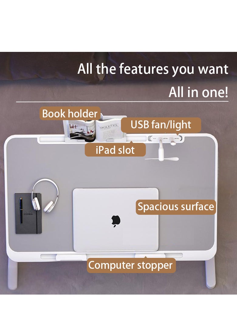 Yara Essentials - Laptop Desk for Bed, Adjustable Laptop Bed Tray Table, Portable Lap Desks with Foldable Legs, Book Slots and Laptop Stand for Sofa Couch Floor - Image 1