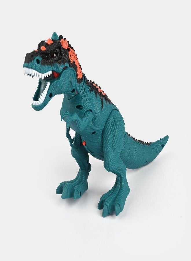 Space Enterprises Dinosaur World, Teal T-Rex with Fossil Display Base, Walking Movement, Light Up Eyes, Roaring Sound Effects, Interactive Educational Toy (Blue) - Image 2