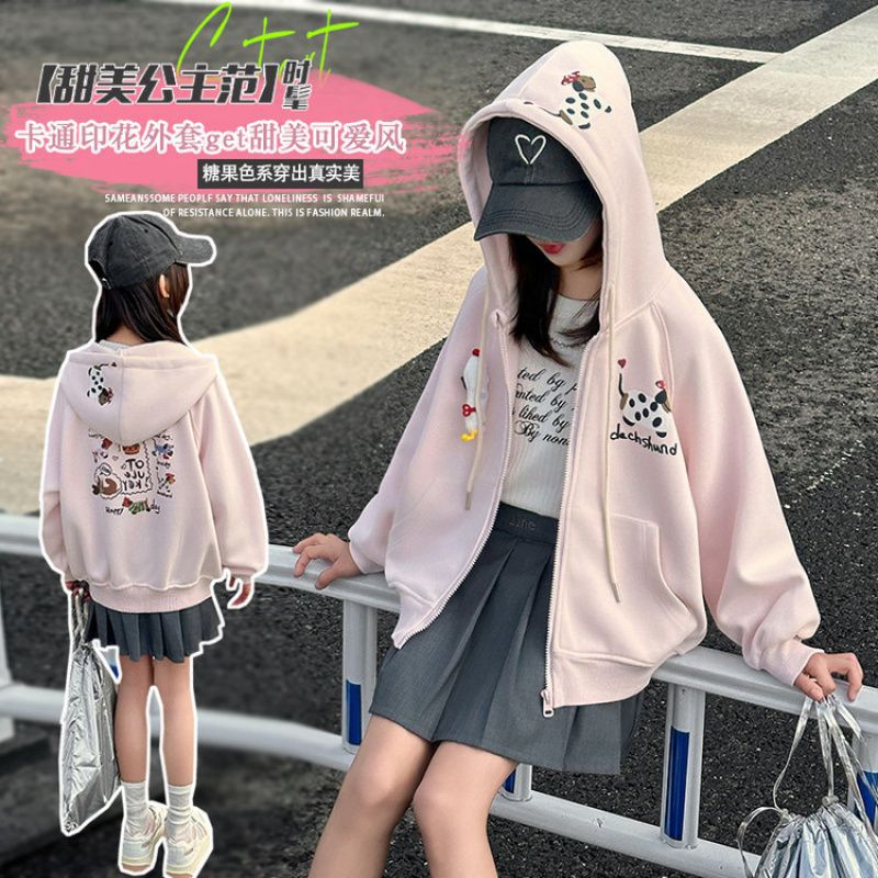Girls' Korean-Style Hooded Sweatshirt Coat Top Large Children'S Loose Casual Spring Clothes - Image 2