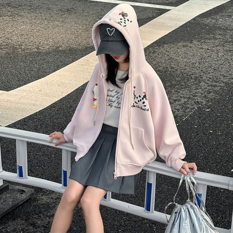 Girls' Korean-Style Hooded Sweatshirt Coat Top Large Children'S Loose Casual Spring Clothes - Image 1