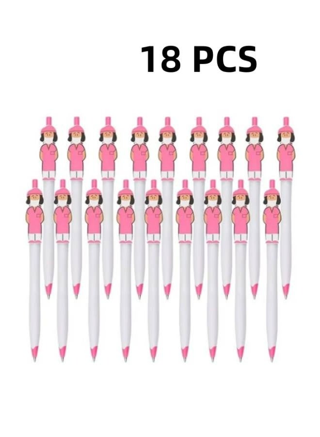 أقلام ممرضة لطيفة، هدايا تقدير، أقلام تمريض ملهمة، أقلام ممرضة كرتونية مضحكة، أقلام حبر جاف مبتكرة لطلاب مدرسة التمريض، هدايا تخرج، مساعد طبي، رعاية صحية، 18 قطعة، لون وردي - Image 1