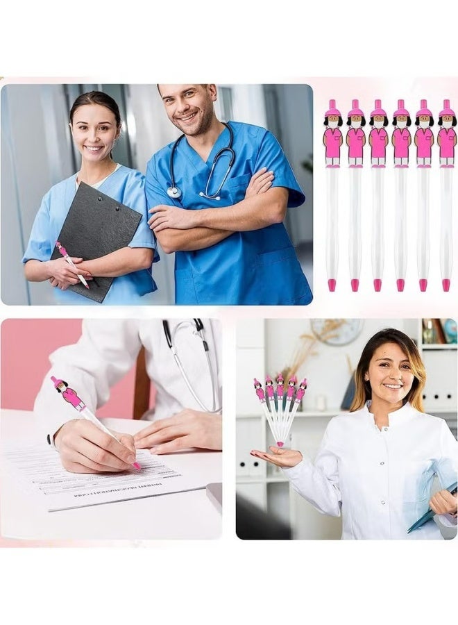 أقلام ممرضة لطيفة، هدايا تقدير، أقلام تمريض ملهمة، أقلام ممرضة كرتونية مضحكة، أقلام حبر جاف مبتكرة لطلاب مدرسة التمريض، هدايا تخرج، مساعد طبي، رعاية صحية، 18 قطعة، لون وردي - Image 3