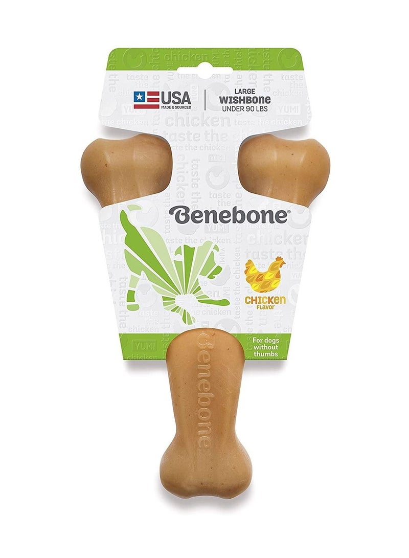 Benebone Wishbone Dog Chew Playing Toy Chicken Brown Large - Image 1