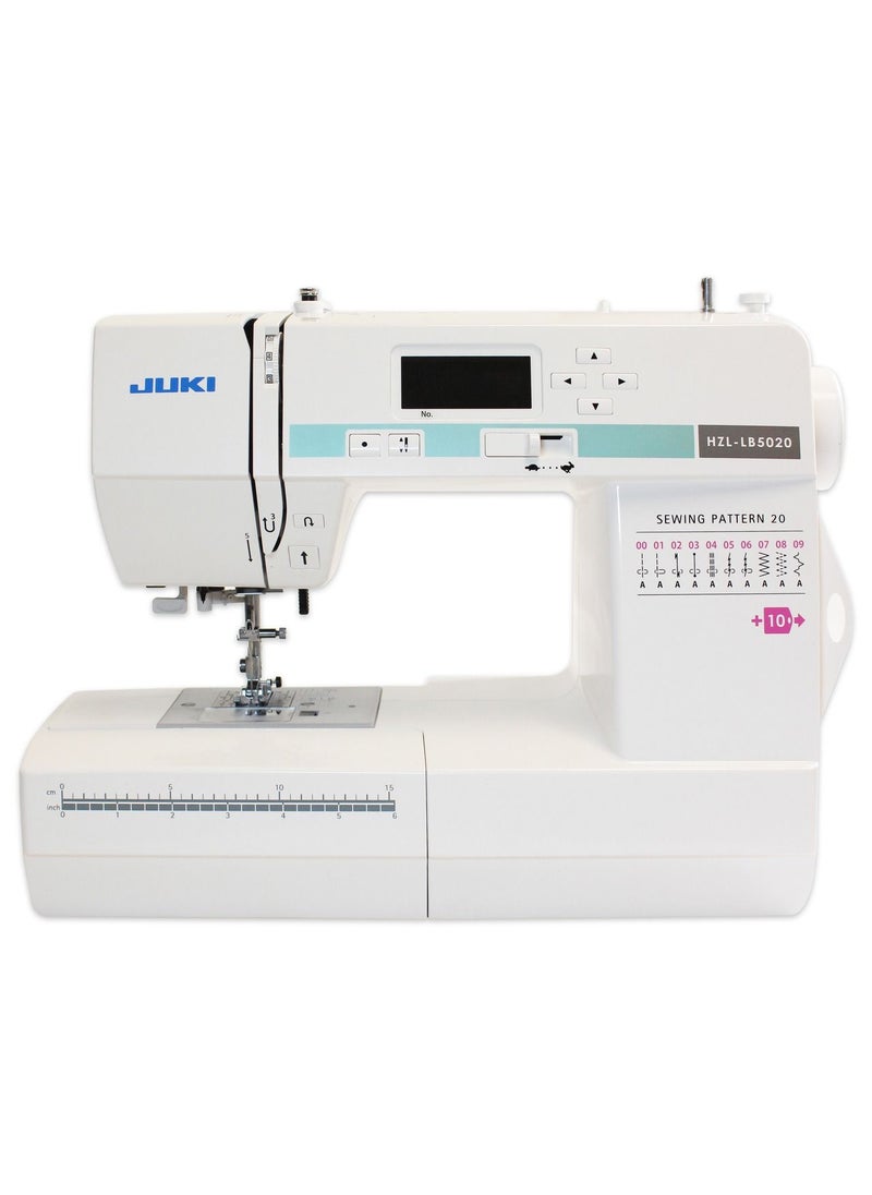Juki - Sewing Machine Home Use JUKI Model HZL-LB5020 Works on all lightweight, medium, denim and leather fabrics - Programmed for 20 different built-in stitch designs - Image 1