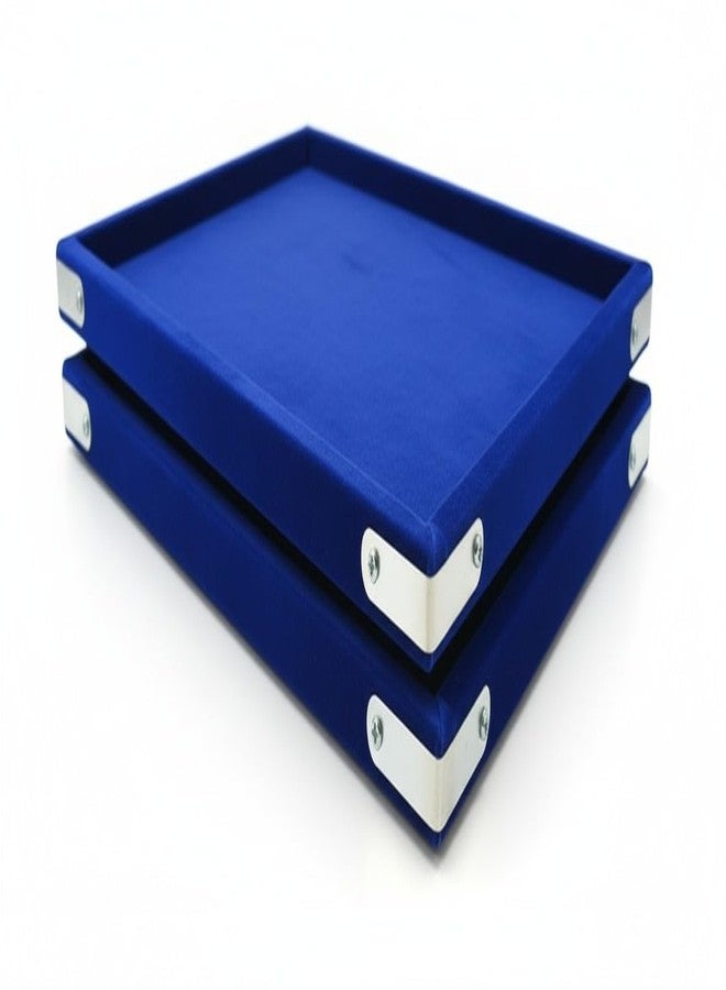 SENTONI BLUE Velvet Jewellery Finding Beading Tray Finding Display Organiser Perfect for Earrings Necklaces and Bracelets Jewellery Cosmetic Organizer Tray Pack of 1 (15x12 Inch)(BLUE) - Image 2