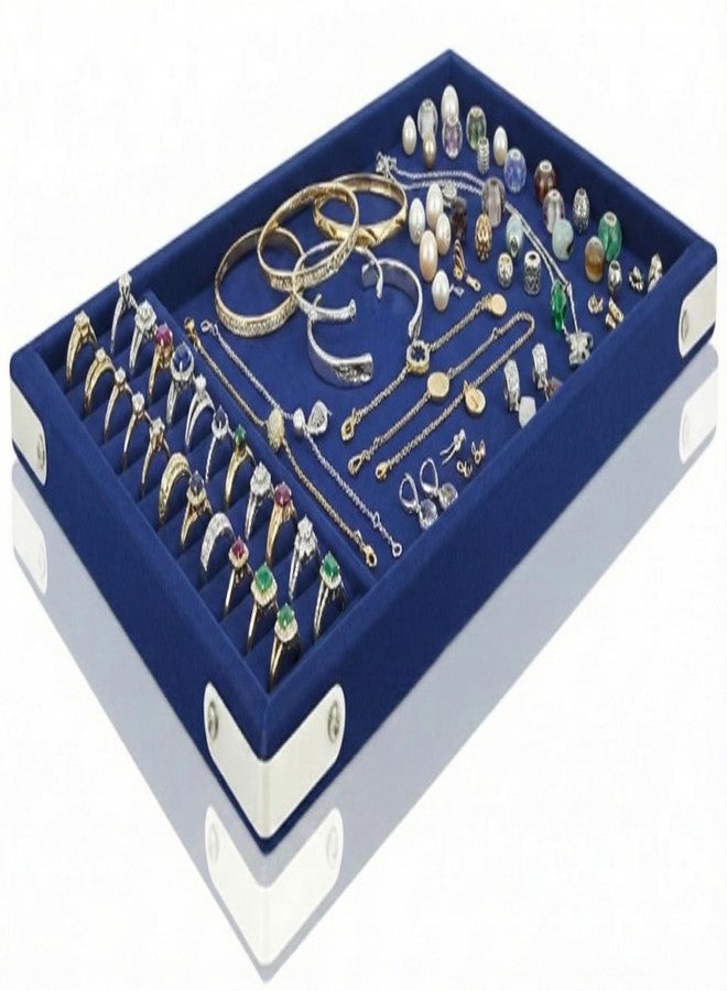 SENTONI BLUE Velvet Jewellery Finding Beading Tray Finding Display Organiser Perfect for Earrings Necklaces and Bracelets Jewellery Cosmetic Organizer Tray Pack of 1 (15x12 Inch)(BLUE) - Image 3