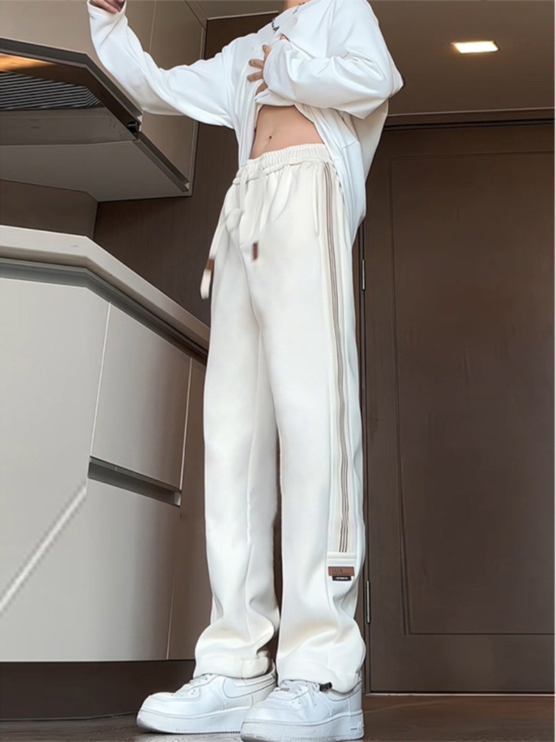 Apricot American-Style Heavy-Weight Sweatpants Boys Summer Wear Otd Pants Tall Ladded Casual Straight Pants - Image 2