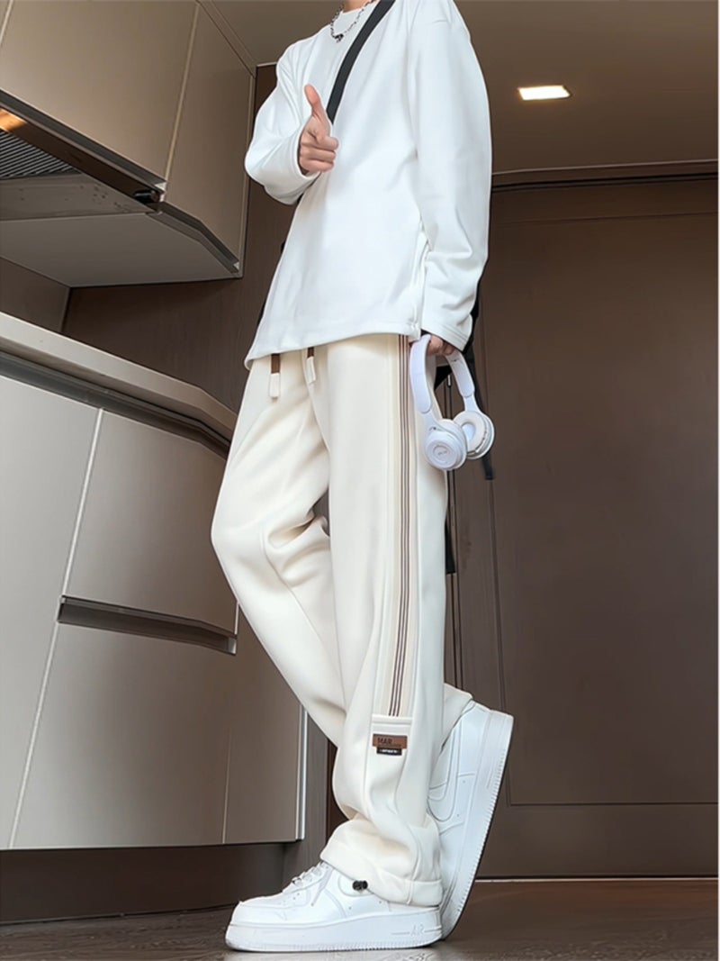 Apricot American-Style Heavy-Weight Sweatpants Boys Summer Wear Otd Pants Tall Ladded Casual Straight Pants - Image 3