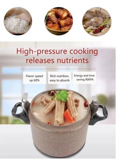 HTH Multifunction Premium Aluminum Non Stick Quick Cooking Arabic Pressure Cooker Large Capacity Commercial Pressure Cooker Pot Explosion Proof Induction Compatiable Steamer Cooking Pressure Canner with Heat Insulating Handle Leak Free Lid with Double Lock Safety Features 3/5/7/9/11/15 Liters  - Image 4