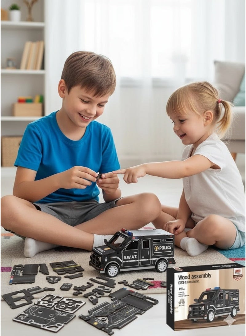 سعودي سيليكت لعبة مركبة SWAT الخشبية ثلاثية الأبعاد الجذابة - مجموعة تجميع نموذجية ممتعة لتعلم العلوم والتكنولوجيا والهندسة والرياضيات - Image 2