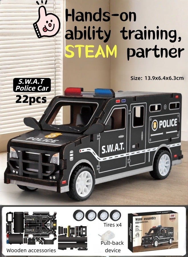 سعودي سيليكت لعبة مركبة SWAT الخشبية ثلاثية الأبعاد الجذابة - مجموعة تجميع نموذجية ممتعة لتعلم العلوم والتكنولوجيا والهندسة والرياضيات - Image 1