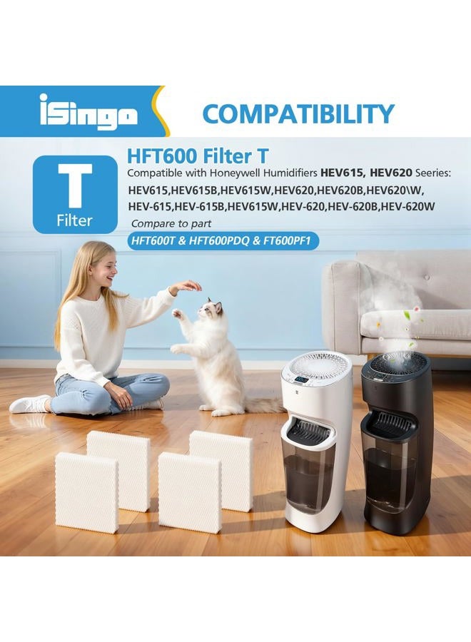 isingo Humidifier Wicking HFT600 Filter T for Honeywell Hev615 Hev620 Humidifier, Compatible with Honeywell HFT600 Humidifier Filter T Compare to Part HFT600T HFT600PDQ, (4 Pack) - Image 3